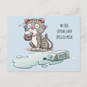 Crying Cat custom text & colour postcard
