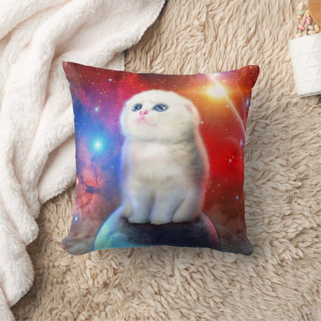 Crying cat in space                                cushion (Blanket)