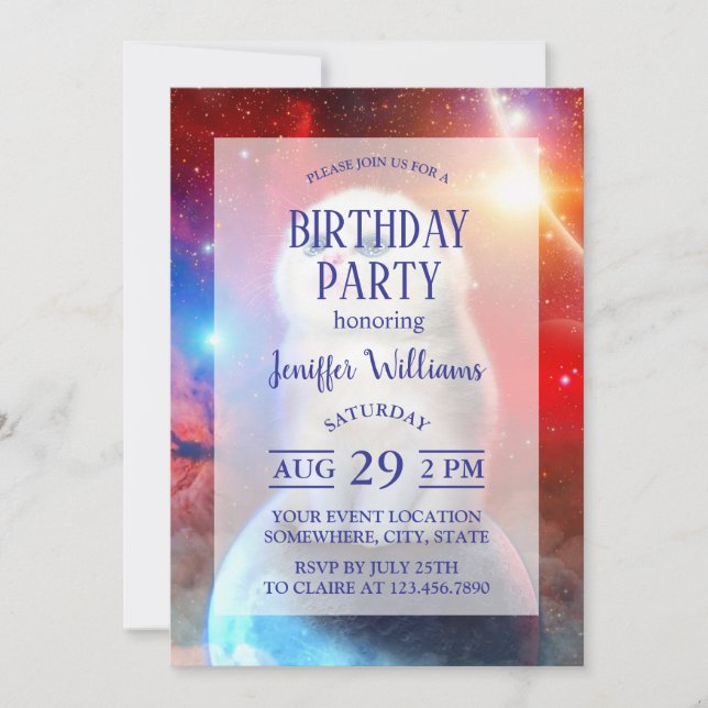 Crying cat in space                                invitation (Front)