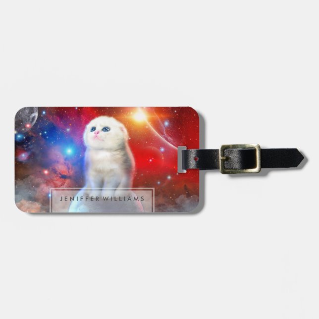 Crying cat in space                                luggage tag (Front Horizontal)