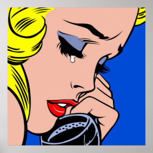 Crying Comic Girl  girl crying on the phone  Pop A Poster