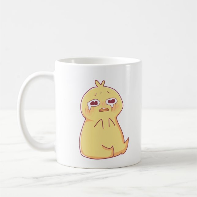 crying cute duck for help  coffee mug (Left)