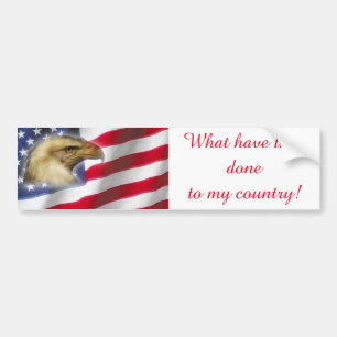 Crying Eagle & American Flag red white blue Bumper Sticker