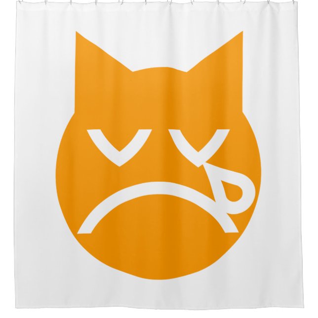 Crying Emoji Cat Shower Curtain (Front)