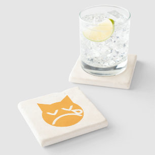 Crying Emoji Cat Stone Coaster