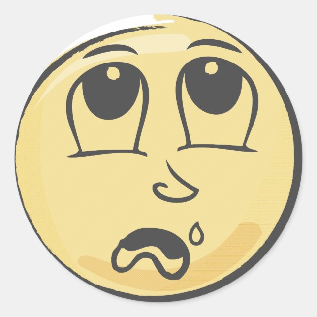 Crying Emoji Classic Round Sticker (Front)
