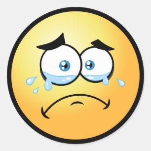 Crying Emoji Large Classic Round Sticker