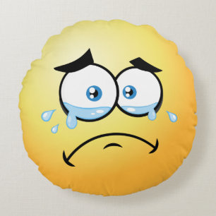 Crying Emoji Round Cushion