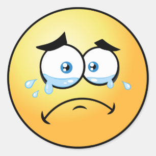 Crying Emoji Small Classic Round Sticker
