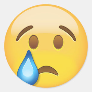 Crying Face Emoji Classic Round Sticker