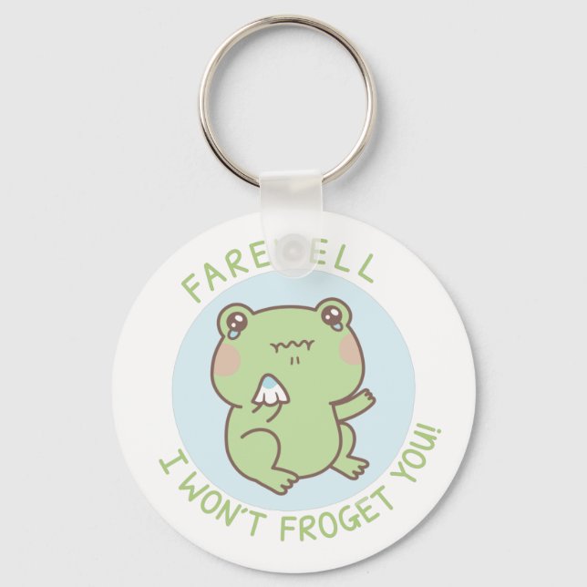 Crying Frog Farewell I Wont Froget You Pun Key Ring (Front)
