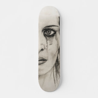 Crying girl - Drawing in pencil Skateboard