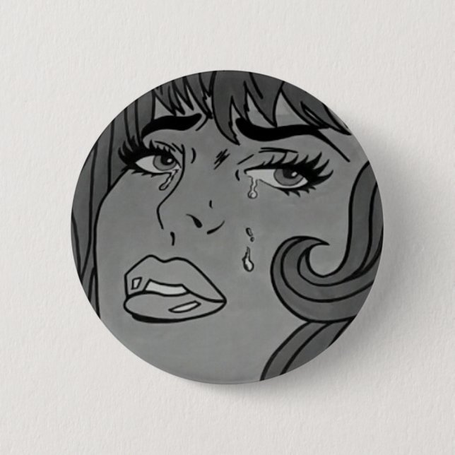 Crying Girl Pop Art Badge (Front)