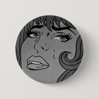Crying Girl Pop Art Badge
