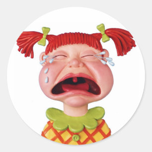 Crying GirlW Classic Round Sticker