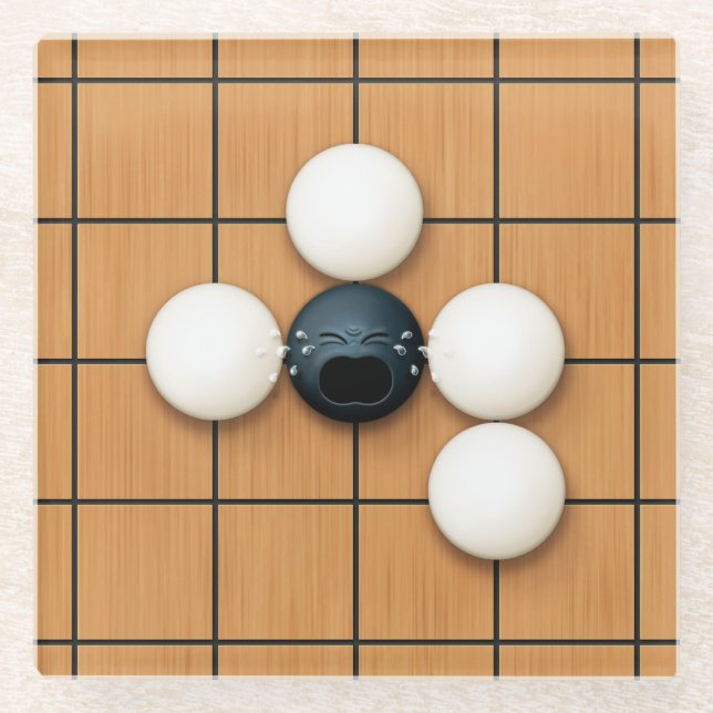 Crying Goishi in Atari Funny Igo Glass Coaster (Front)