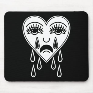 Crying Heart American Traditional Tattoo Old Schoo Mouse Mat