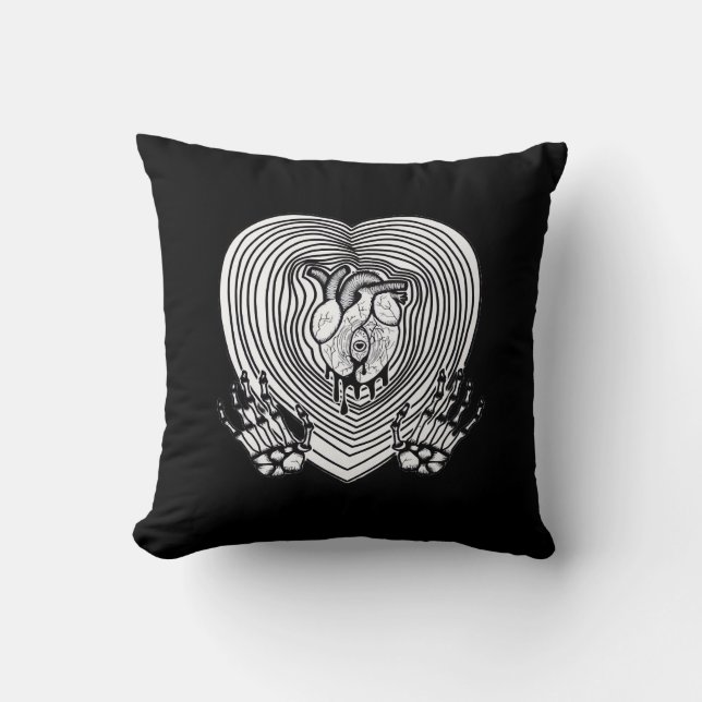 Crying Heart Classic - Skeleton Hands Heart Cushion (Front)