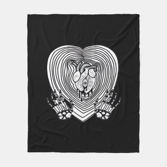 Crying Heart Classic - Skeleton Hands Heart Fleece Blanket (Front)