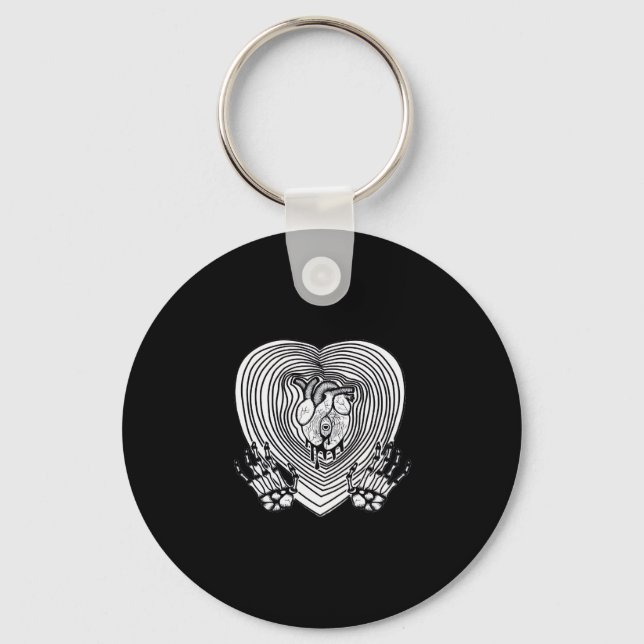Crying Heart Classic - Skeleton Hands Heart Key Ring (Front)