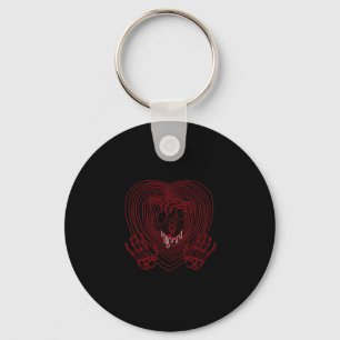 Crying Heart In Red - Skeleton Hands Hearts Key Ring