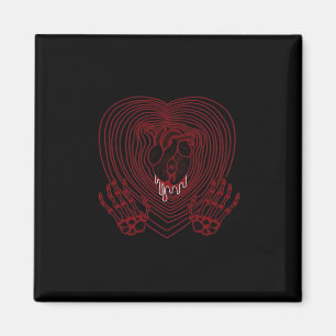 Crying Heart In Red  - Skeleton Hands Hearts Magnet