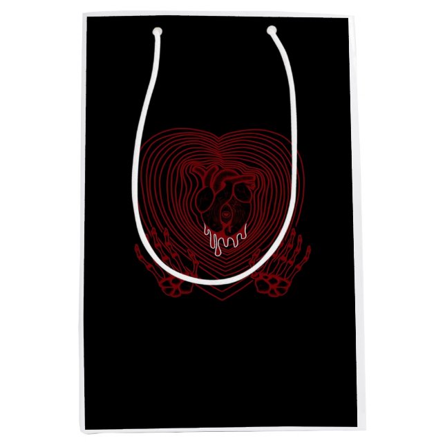 Crying Heart In Red  - Skeleton Hands Hearts Medium Gift Bag (Front)