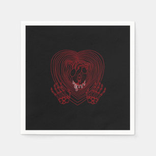 Crying Heart In Red  - Skeleton Hands Hearts Napkin