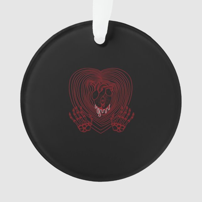Crying Heart In Red  - Skeleton Hands Hearts Ornament (Front)