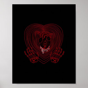 Crying Heart In Red - Skeleton Hands Hearts Poster
