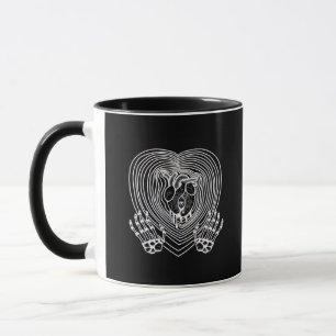 Crying Heart In White - Skeleton Hands Hearts Mug