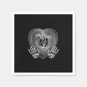 Crying Heart In White  - Skeleton Hands Hearts Napkin
