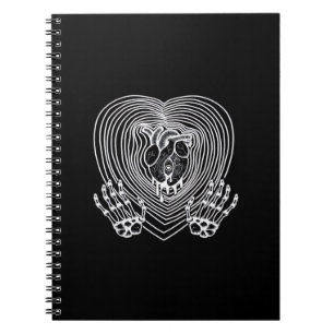 Crying Heart In White - Skeleton Hands Hearts Notebook