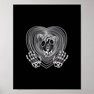 Crying Heart In White - Skeleton Hands Hearts Poster