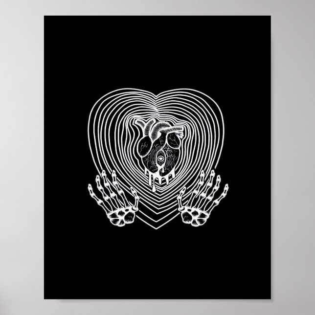 Crying Heart In White  - Skeleton Hands Hearts Poster (Front)