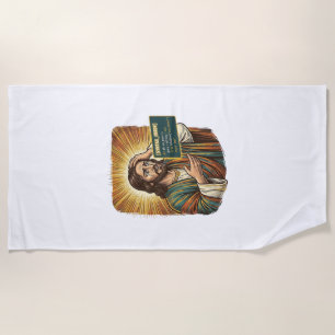 Crying Jesus Syntax Error Coding Programmer Softwa Beach Towel