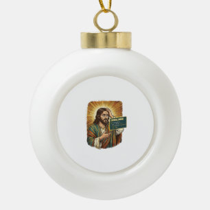 Crying Jesus Syntax Error Coding Programmer Softwa Ceramic Ball Christmas Ornament