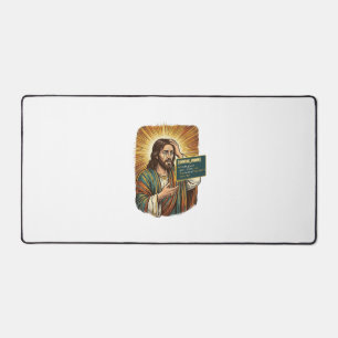 Crying Jesus Syntax Error Coding Programmer Softwa Desk Mat