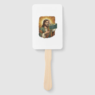 Crying Jesus Syntax Error Coding Programmer Softwa Hand Fan