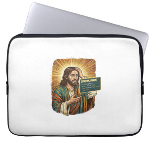 Crying Jesus Syntax Error Coding Programmer Softwa Laptop Sleeve
