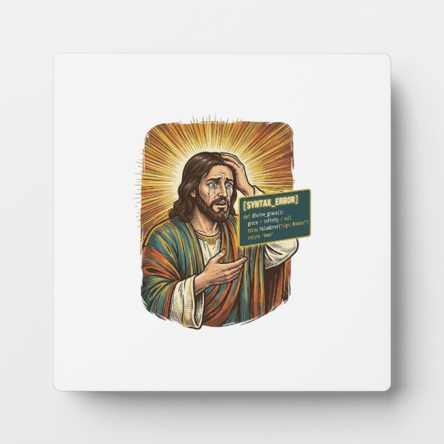 Crying Jesus Syntax Error Coding Programmer Softwa Plaque (Front)