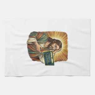 Crying Jesus Syntax Error Coding Programmer Softwa Tea Towel