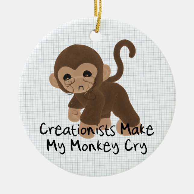 Crying Monkey Ceramic Tree Decoration (Front)