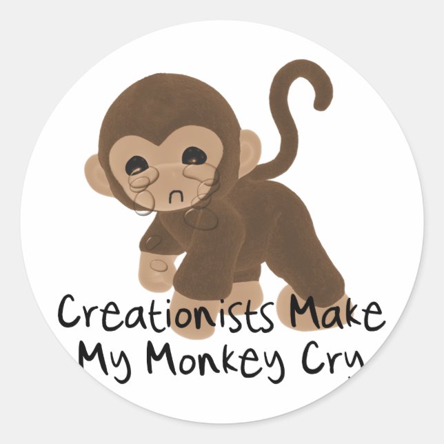 Crying Monkey Classic Round Sticker (Front)