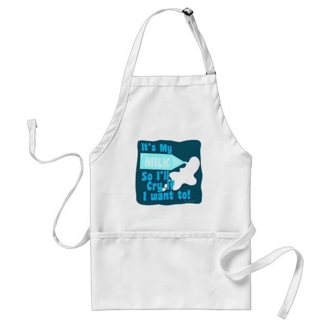 Crying over spilt milk funny cartoon slogan standard apron (Front)
