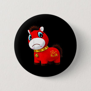 Crying Sad Horse Red Kawaii Zodiac 2026 Animal 6 Cm Round Badge