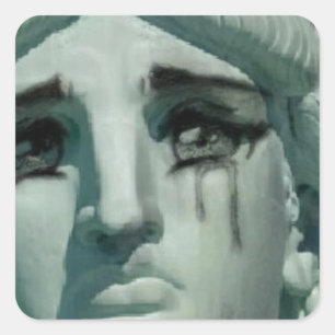 Crying Statue of Liberty Square Sticker