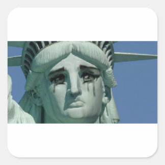 Crying Statue of Liberty Square Sticker