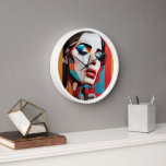 Crying Woman Pop Art Clock<br><div class="desc">Bring a touch of striking emotion and vibrant colour to your walls with this captivating pop art clock. Featuring the bold, visually striking depiction of a beautiful woman in tears, this artwork combines the raw intensity of emotion with the playful boldness of pop art style. Rendered in a palette of...</div>