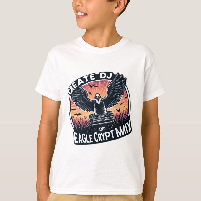 Cryptic Beats: Eagle DJ in Flight" T-Shirt (Front)